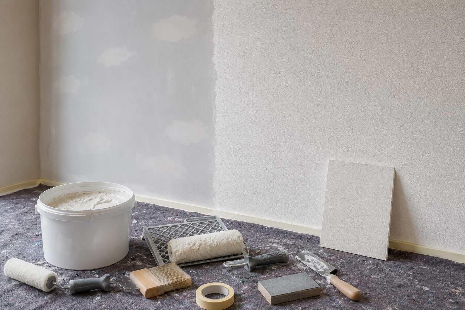 Werkzeuge und Materialien für die dekorative Wandgestaltung